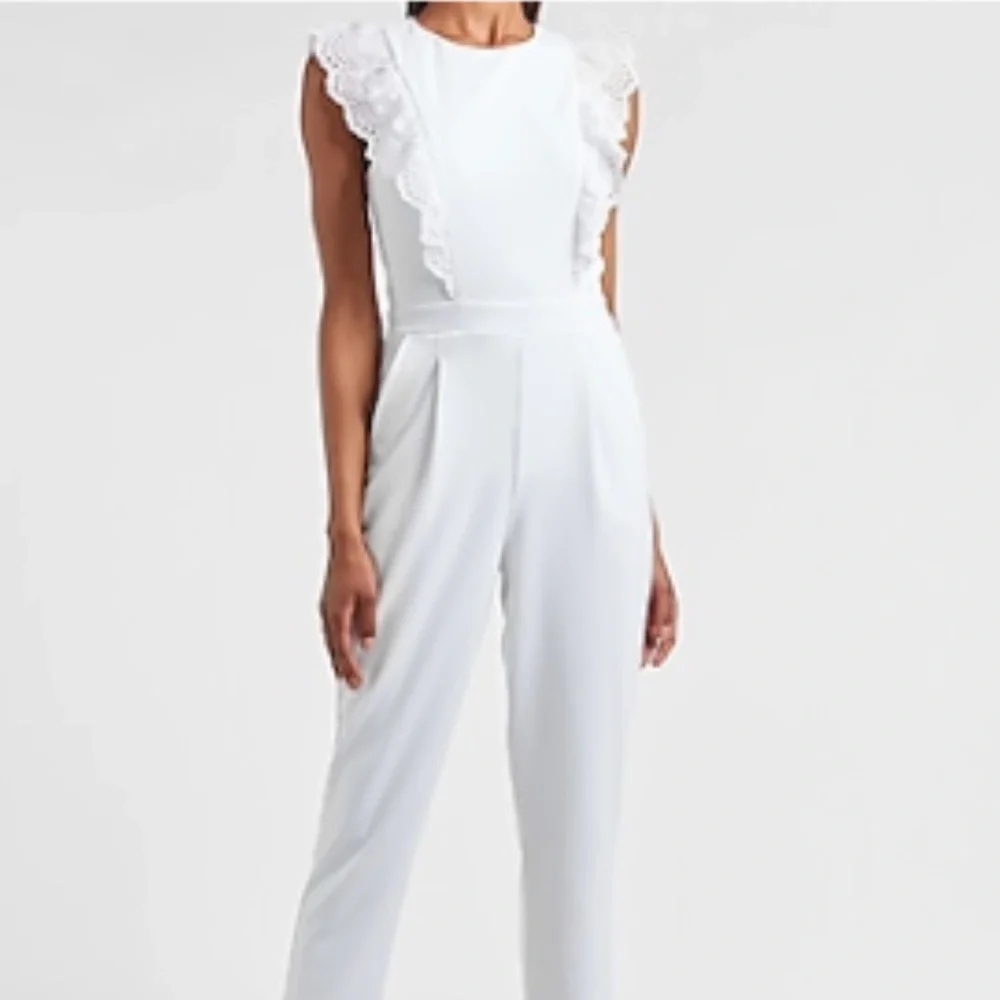 Eyelet Lace Ruffle Front Bodysuit - Picture 1 of 5